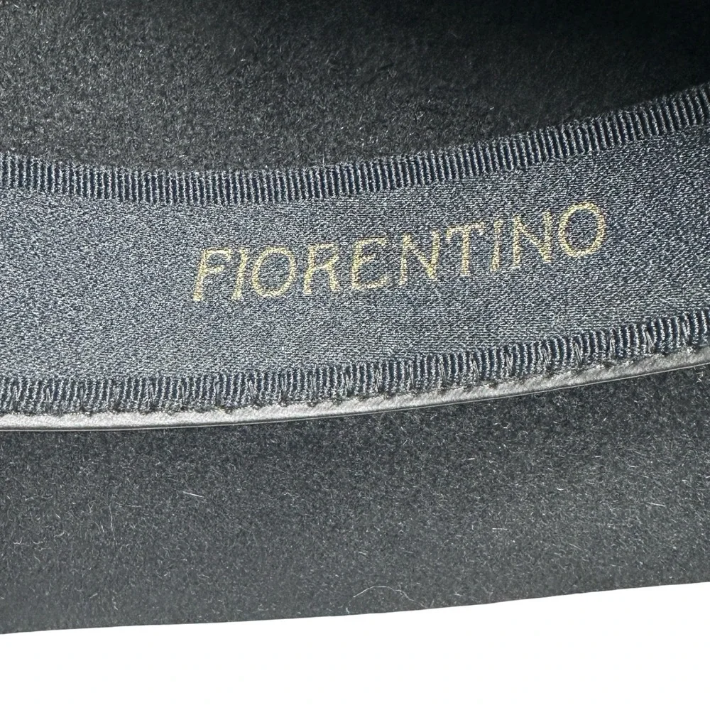 Fiorentino Black Fur Felt Fedora Hat Made in Italy Small Pinch Front‎ Wide Brim